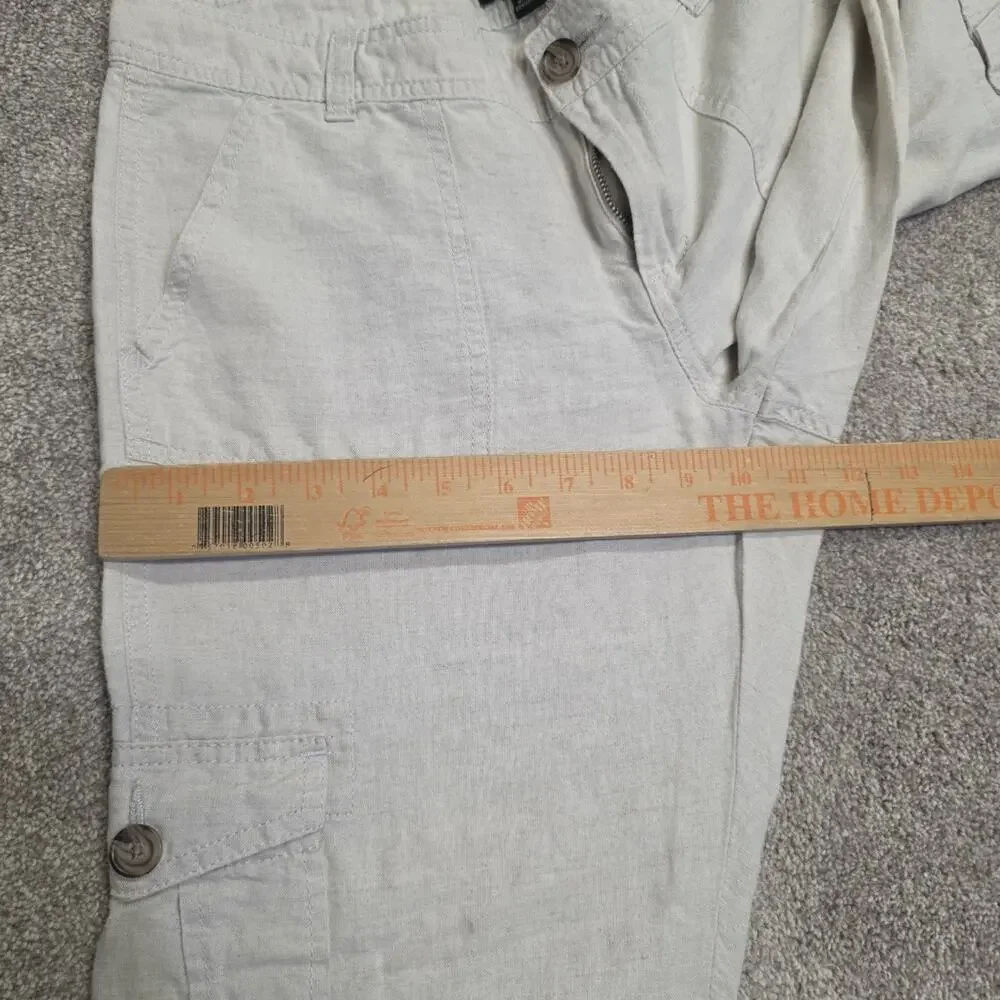 Banana Republic Women's Cargo Capri Pants Size 8P Petite Khaki Linen Blend